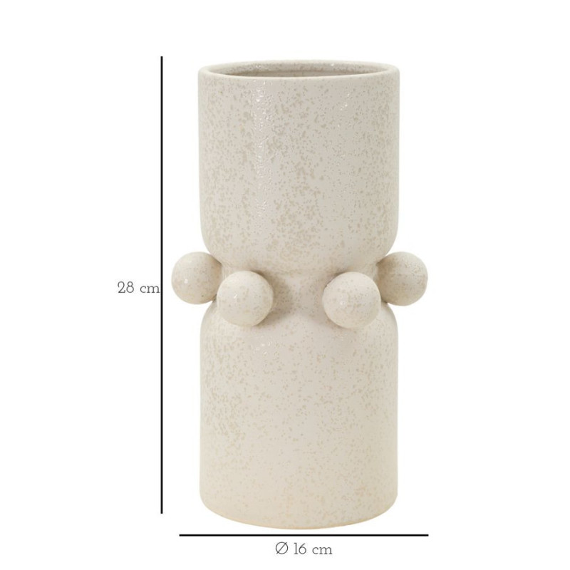 Vase moderne Cylindrique Hauteur 28 cm en Céramique Beige Bubbles 