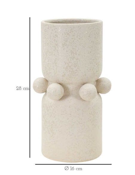 Vase moderne Cylindrique Hauteur 28 cm en Céramique Beige Bubbles 