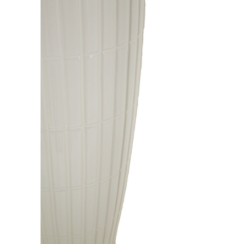 Vase original XL Panier avec anses Rond Hauteur 45 cm en Céramique Blanc Doré Shopping 