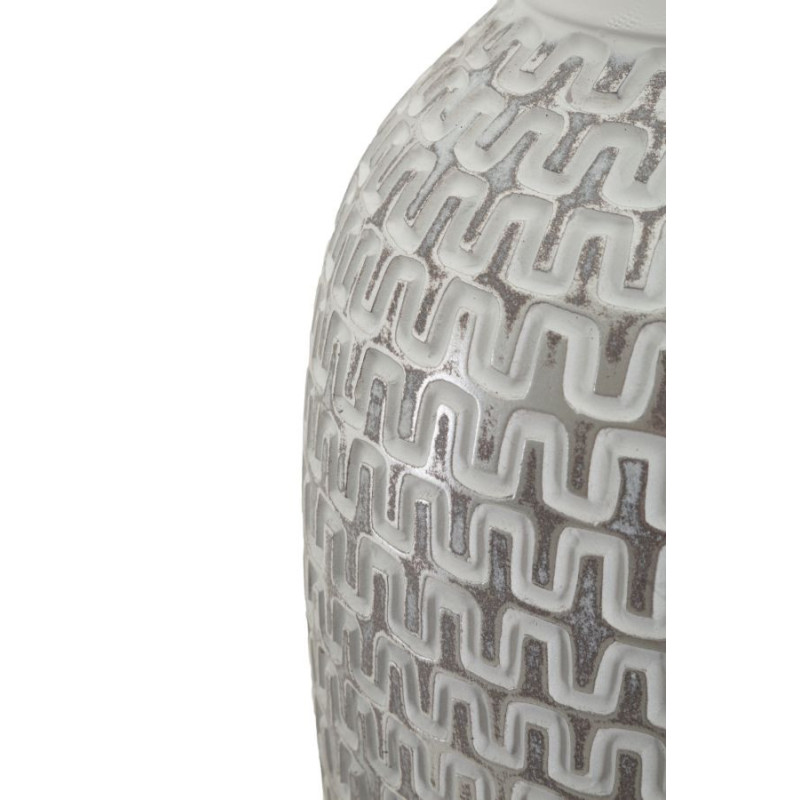 Vase moderne Rond Hauteur 43 cm en Résine Doré Blanc Motif vagues Wave 