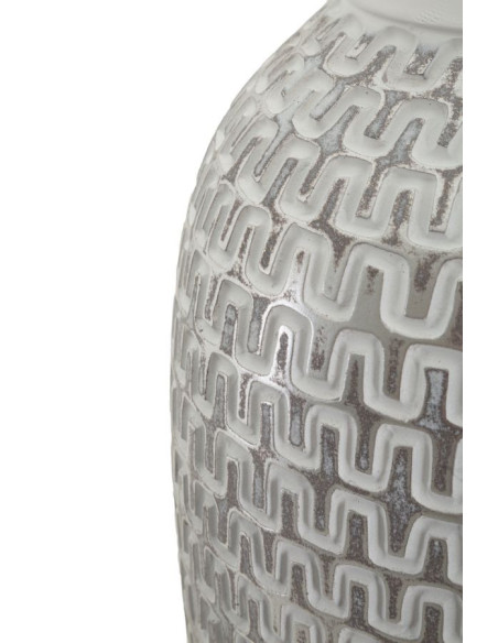 Vase moderne Rond Hauteur 43 cm en Résine Doré Blanc Motif vagues Wave 