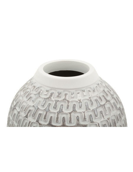 Vase moderne Rond Hauteur 43 cm en Résine Doré Blanc Motif vagues Wave 