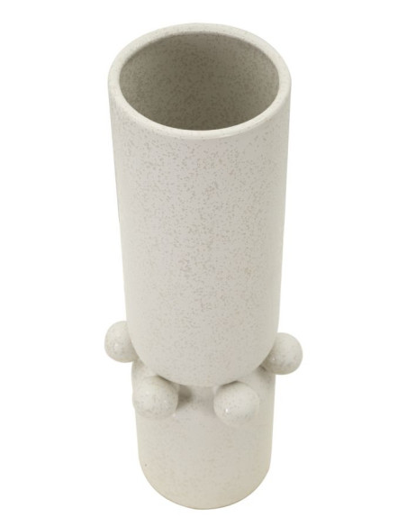 Vase moderne Cylindrique Hauteur 41 cm en Céramique Beige Bubbles 