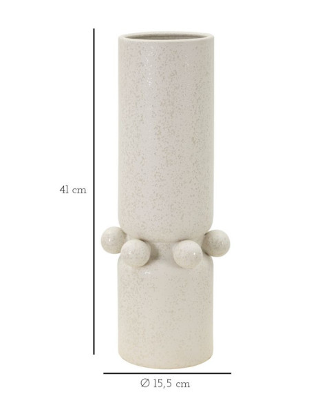 Vase moderne Cylindrique Hauteur 41 cm en Céramique Beige Bubbles 
