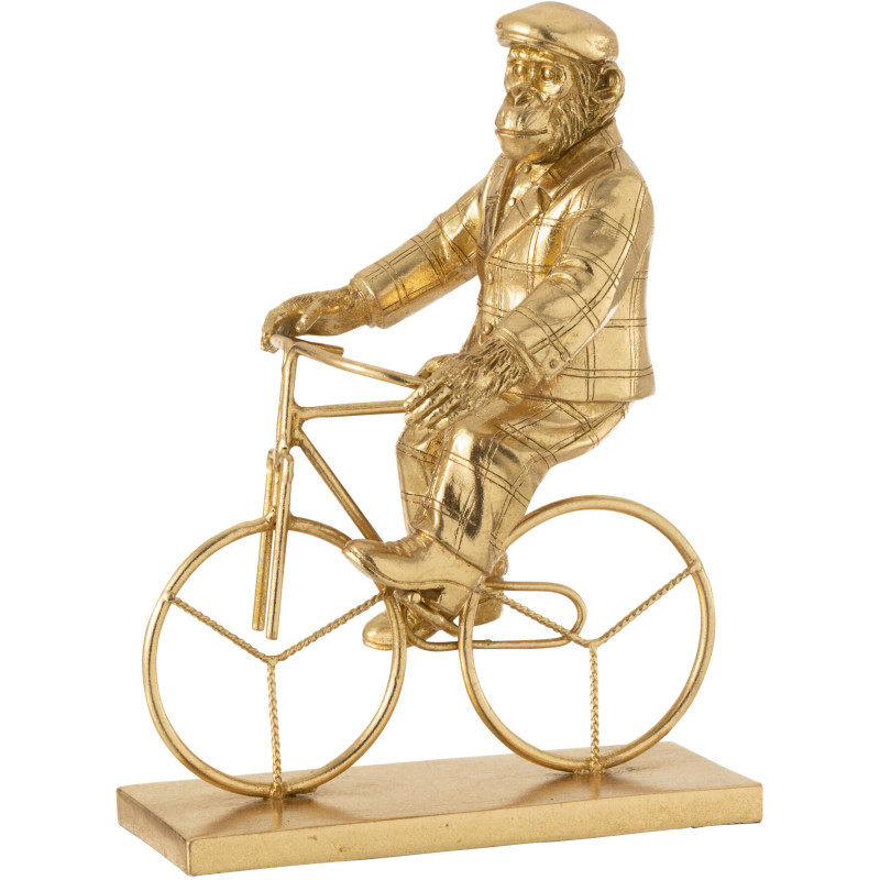 Statue déco dorée Singe à vélo 20x27 - 1