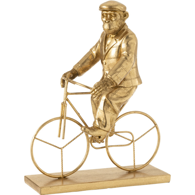 Statue déco dorée Singe à vélo 26x35 - 1
