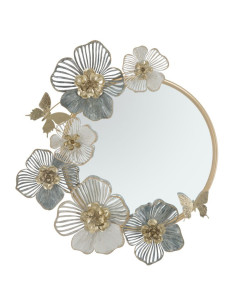 Miroir mural original Fleurs Rond 63x70 en Métal Doré Amy 