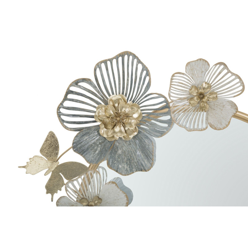 Miroir mural original Fleurs Rond 63x70 en Métal Doré Amy 