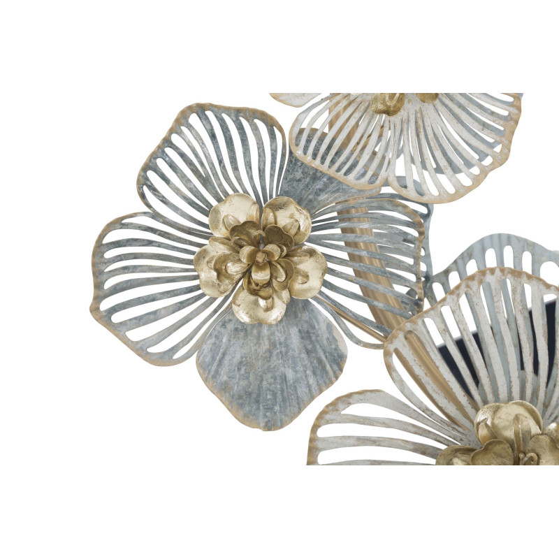 Miroir mural original Fleurs Rond 63x70 en Métal Doré Amy 