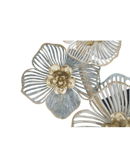 Miroir mural original Fleurs Rond 63x70 en Métal Doré Amy 