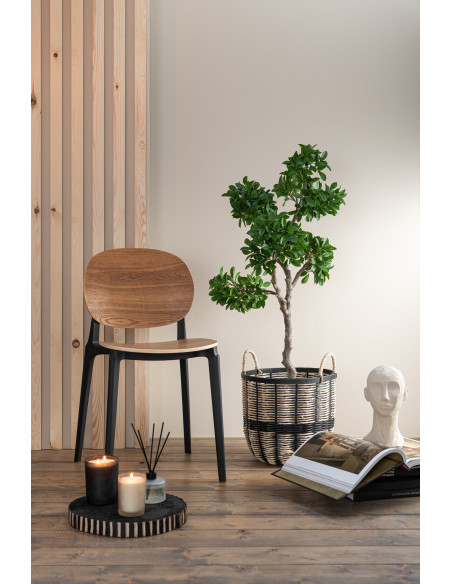 Chaise Basic en Polyester Naturel Effet bois Noir - 2