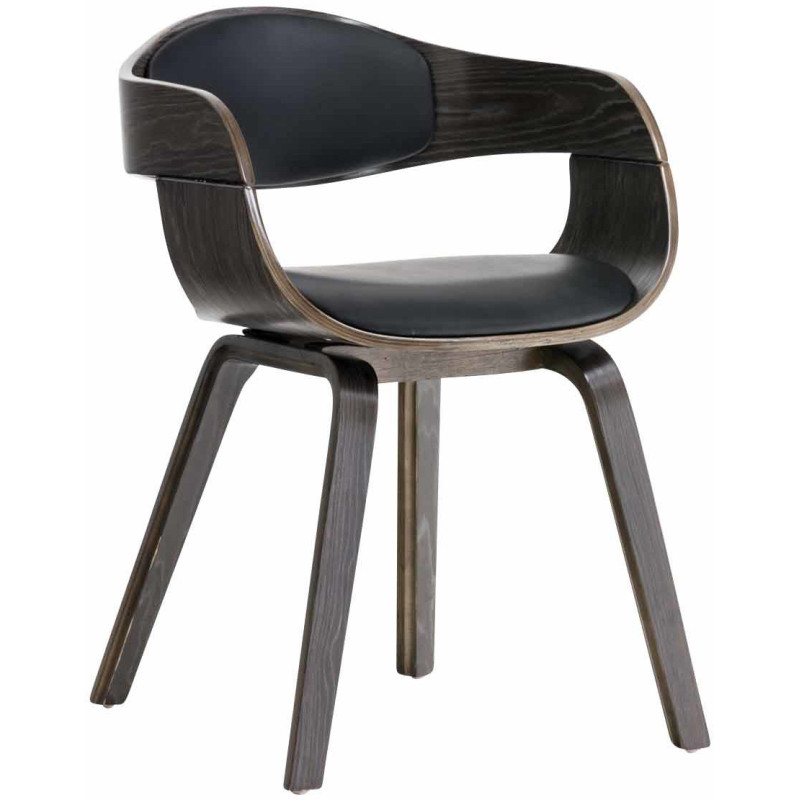 Fauteuil de table Beatrix en Polyuréthane Noir Bois Gris - 1