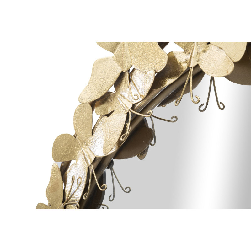 Miroir mural original Papillons XL Rond 81x81 en Métal Doré Butterfly Wind 