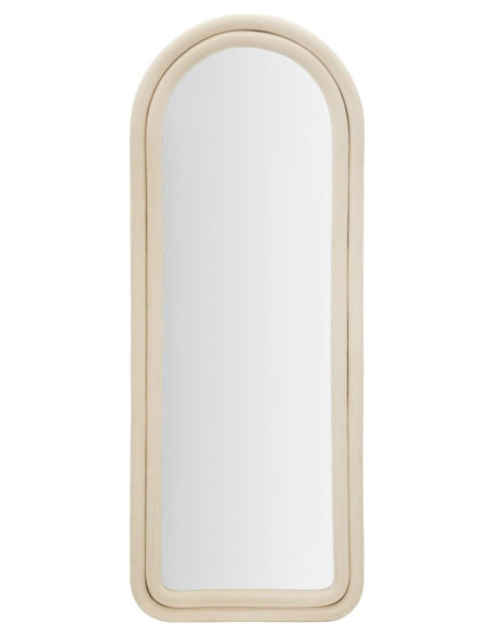 Miroir mural original Arrondi 60x140 en Velours Blanc crème Bois Cloe 