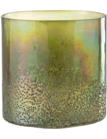 Photophore moderne large vert en verre 23 cm - 1