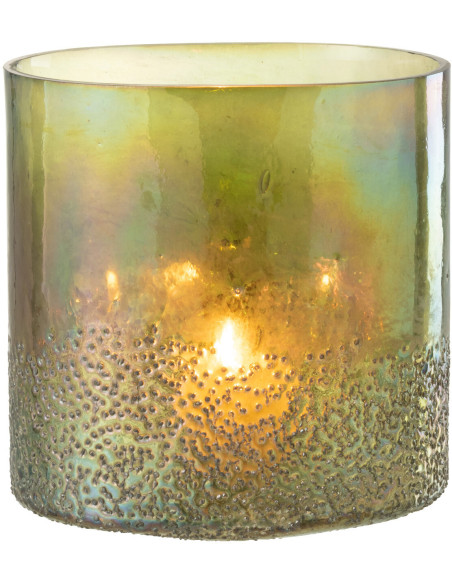 Photophore moderne large vert en verre 23 cm - 2