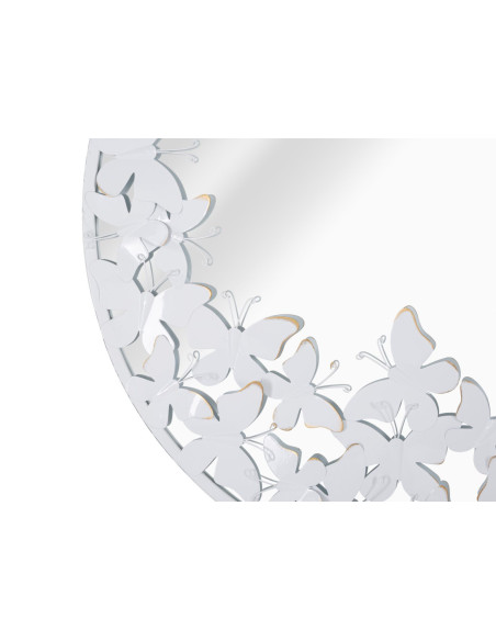 Miroir mural original Papillons Rond 62x62 en Métal Blanc White Butterfly 
