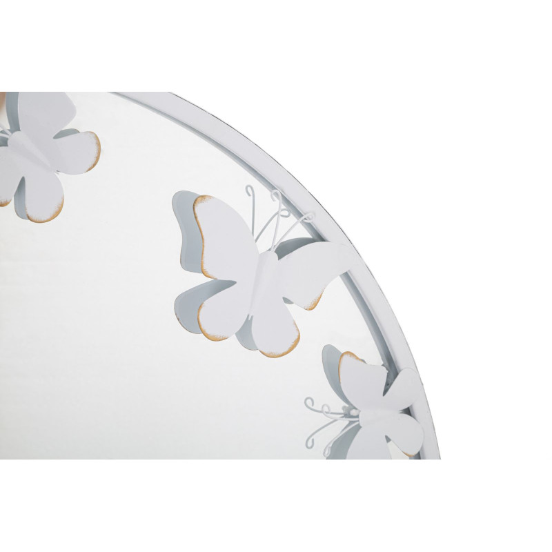 Miroir mural original Papillons Rond 62x62 en Métal Blanc White Butterfly 