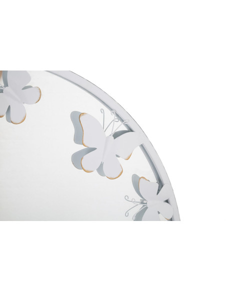 Miroir mural original Papillons Rond 62x62 en Métal Blanc White Butterfly 