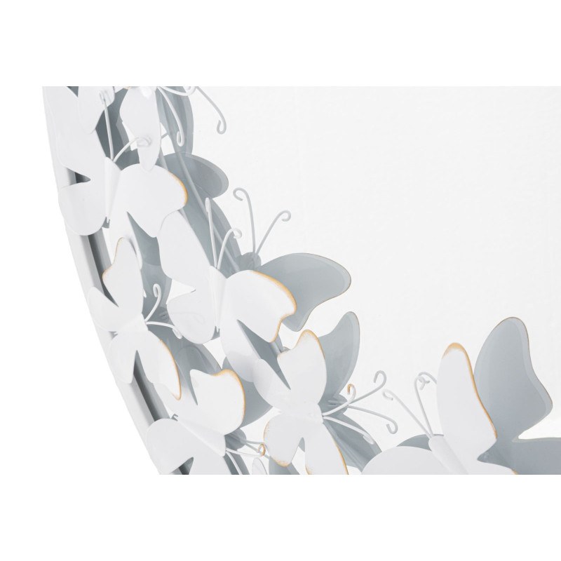 Miroir mural original Papillons Rond 62x62 en Métal Blanc White Butterfly 