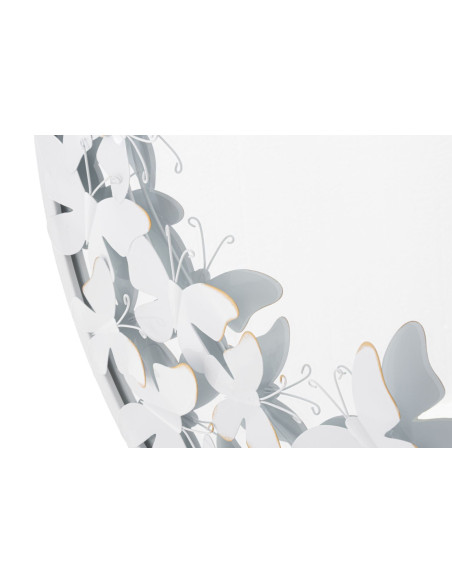 Miroir mural original Papillons Rond 62x62 en Métal Blanc White Butterfly 
