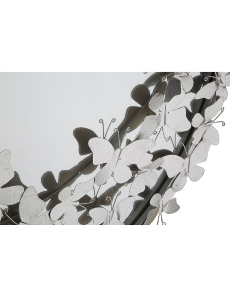 Miroir mural original Papillons XL Rond 91x94 en Métal Argenté Farfalle 