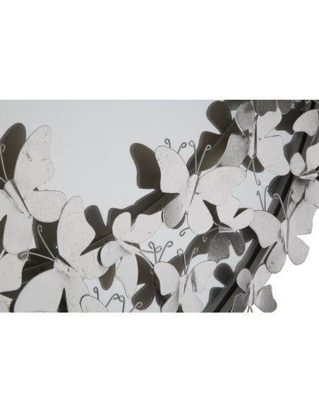 Miroir mural original Papillons XL Rond 91x94 en Métal Argenté Farfalle 