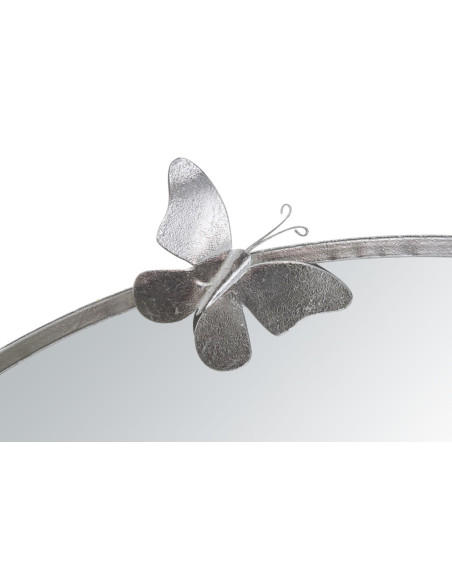 Miroir mural original Papillons XL Rond 91x94 en Métal Argenté Farfalle 