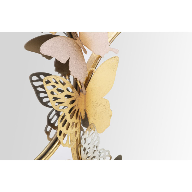 Miroir mural original double Papillons 81x52 en Métal Doré Rose Farfalle 