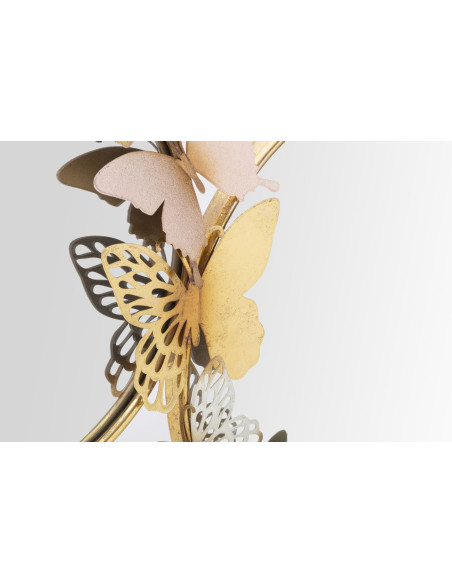 Miroir mural original double Papillons 81x52 en Métal Doré Rose Farfalle 