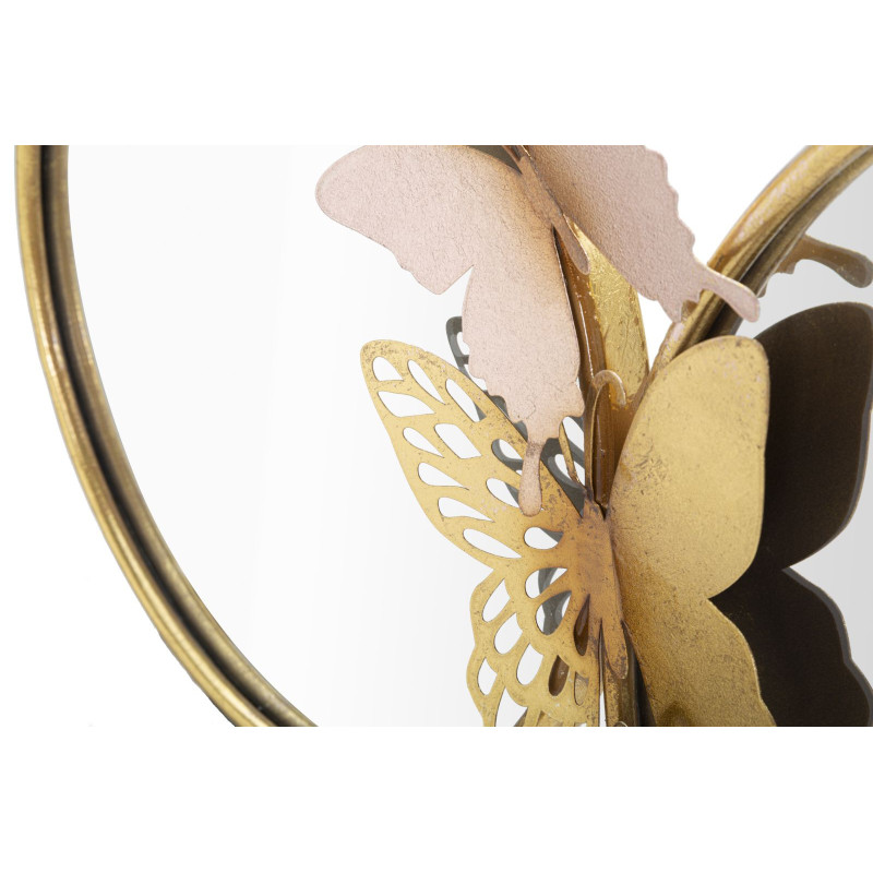 Miroir mural original double Papillons 81x52 en Métal Doré Rose Farfalle 