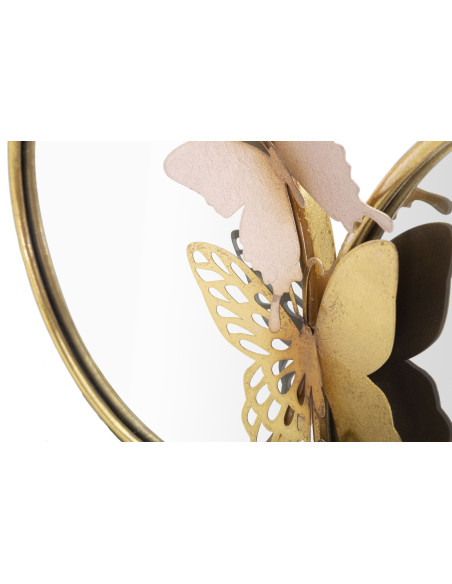 Miroir mural original double Papillons 81x52 en Métal Doré Rose Farfalle 