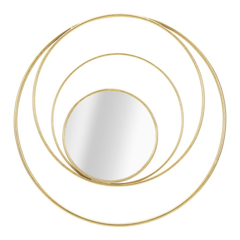 Miroir mural moderne XL Rond 80x80 en Métal Doré Arc 