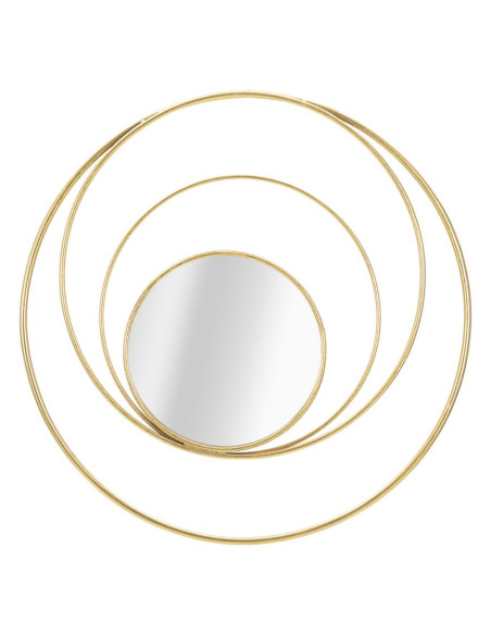 Miroir mural moderne XL Rond 80x80 en Métal Doré Arc 