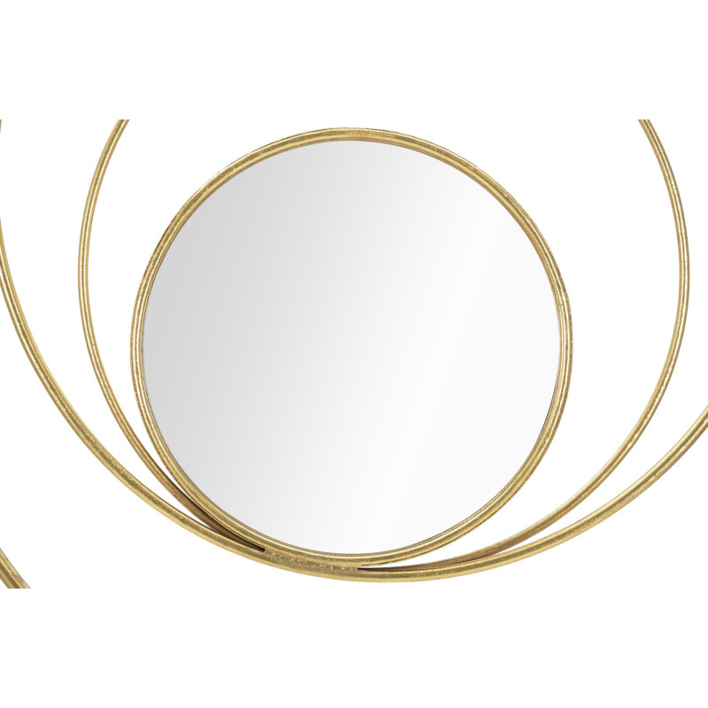 Miroir mural moderne XL Rond 80x80 en Métal Doré Arc 