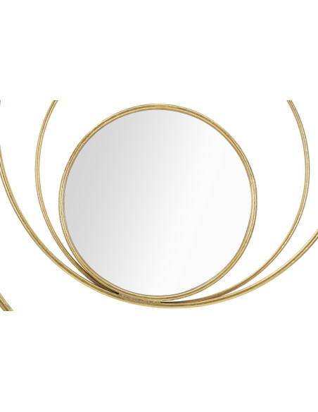 Miroir mural moderne XL Rond 80x80 en Métal Doré Arc 