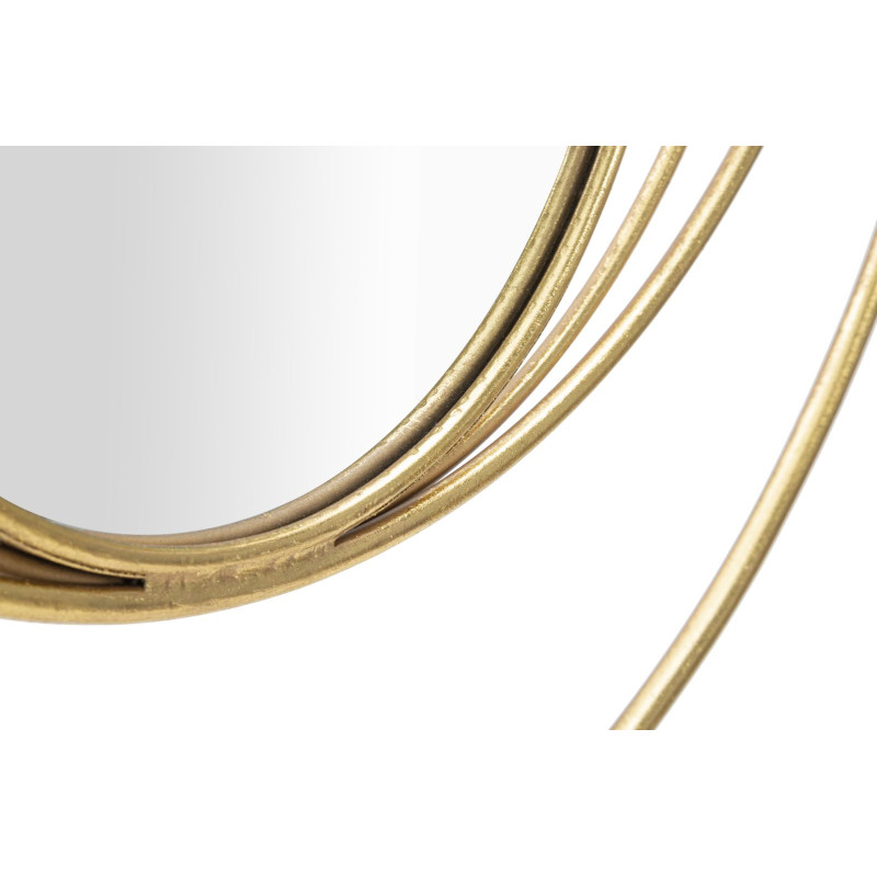 Miroir mural moderne XL Rond 80x80 en Métal Doré Arc 