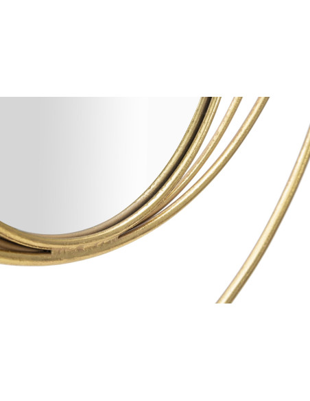 Miroir mural moderne XL Rond 80x80 en Métal Doré Arc 