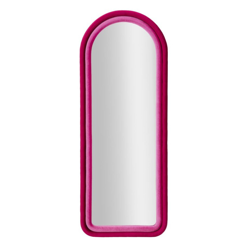 Miroir mural original Arrondi 60x140 en Velours Fuchsia Bois Cloe 