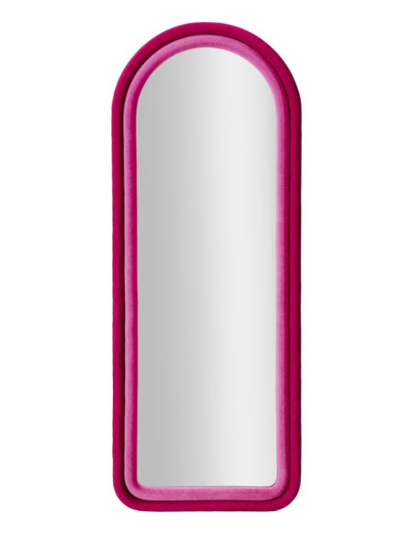 Miroir mural original Arrondi 60x140 en Velours Fuchsia Bois Cloe 