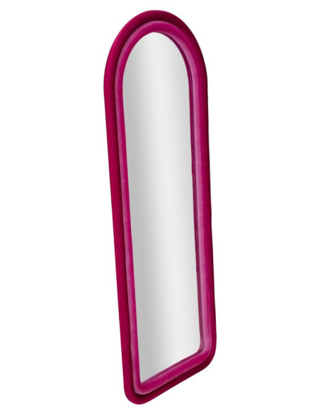 Miroir mural original Arrondi 60x140 en Velours Fuchsia Bois Cloe 