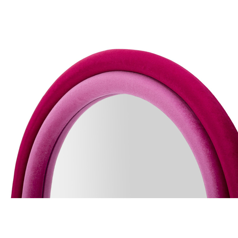 Miroir mural original Arrondi 60x140 en Velours Fuchsia Bois Cloe 