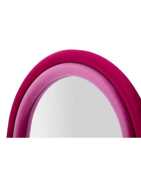 Miroir mural original Arrondi 60x140 en Velours Fuchsia Bois Cloe 