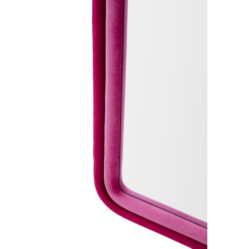 Miroir mural original Arrondi 60x140 en Velours Fuchsia Bois Cloe 