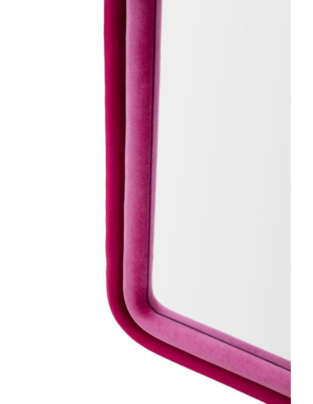 Miroir mural original Arrondi 60x140 en Velours Fuchsia Bois Cloe 