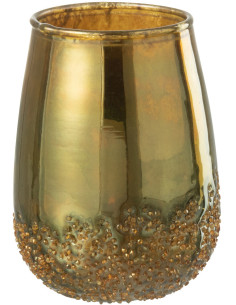 Photophore doré effet miroir en verre H12 cm - 1