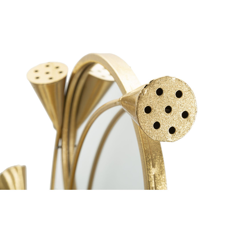 Miroir mural original triple XL Feuilles Rond 65x88 en Métal Doré Flow 