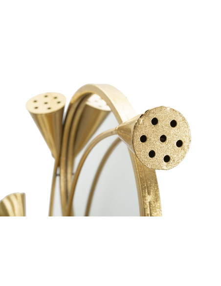 Miroir mural original triple XL Feuilles Rond 65x88 en Métal Doré Flow 