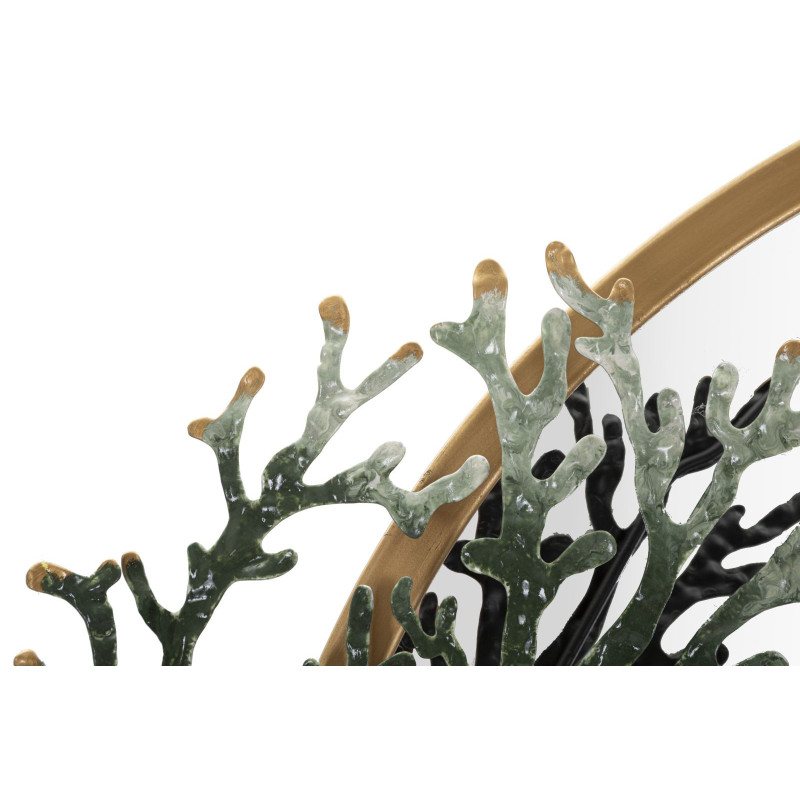 Miroir mural original XL Bord de mer Rond 88x65 en Métal Doré Vert Fish 