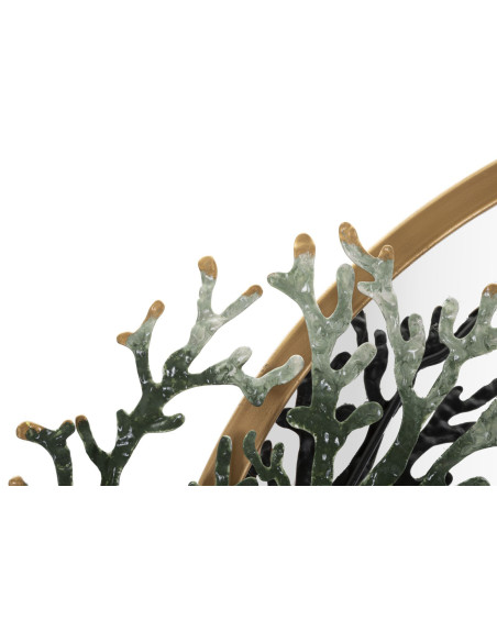 Miroir mural original XL Bord de mer Rond 88x65 en Métal Doré Vert Fish 